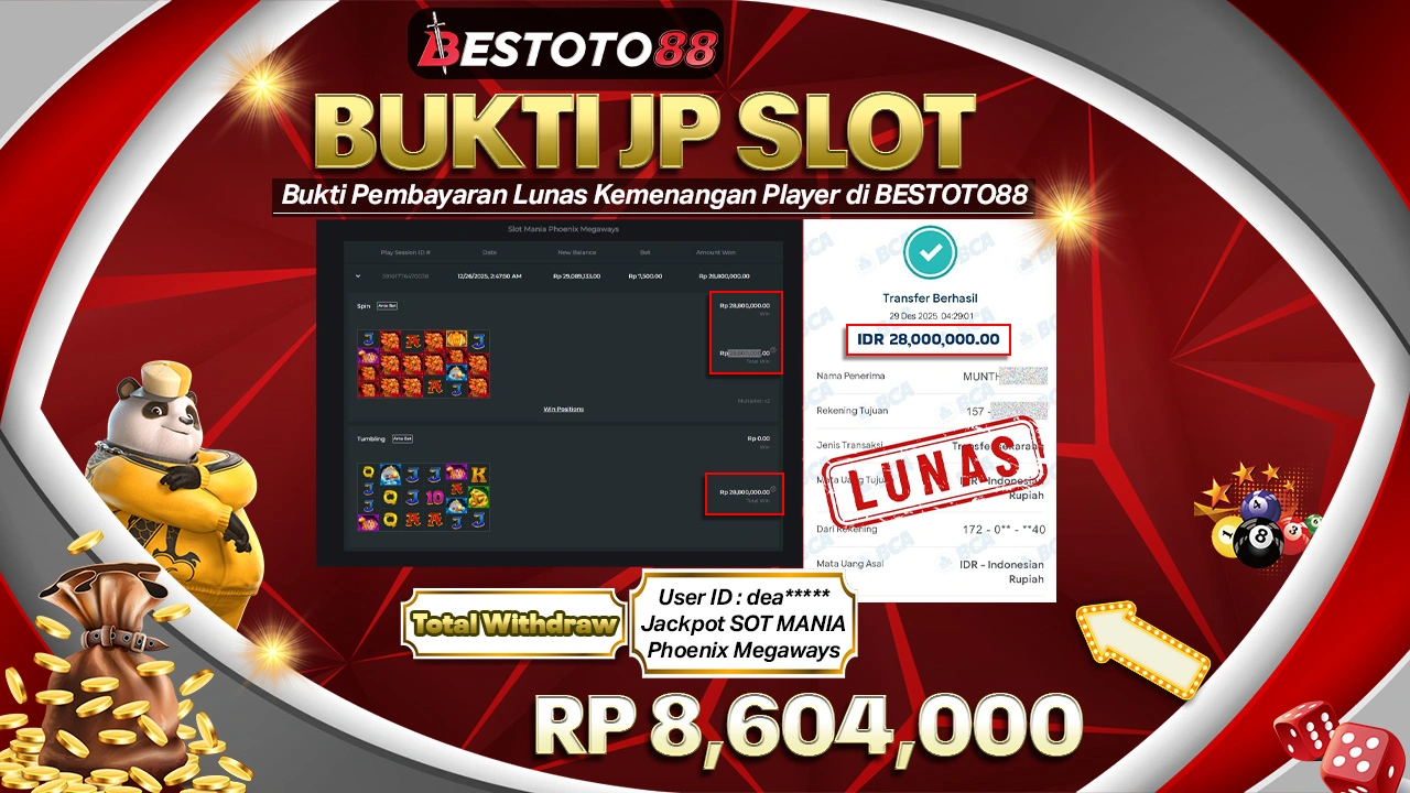 Room Malam Slot Mania Phoenix Megaways Bestoto88 Panas, Deai**** Tarik Rp 8,6 Juta Tanpa Drama