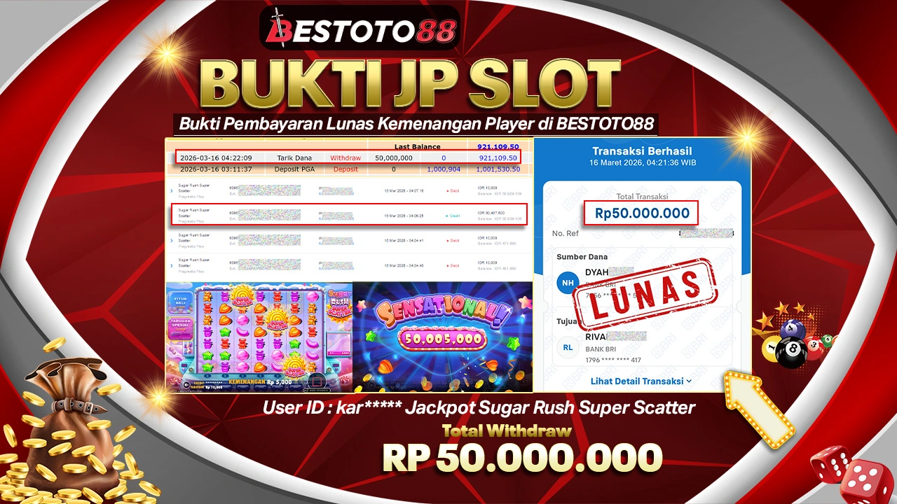 Sugar Rush Super Scatter Di Bestoto88 Buka Pintu Jp, Kari**** Bawa Pulang Rp 50 Juta