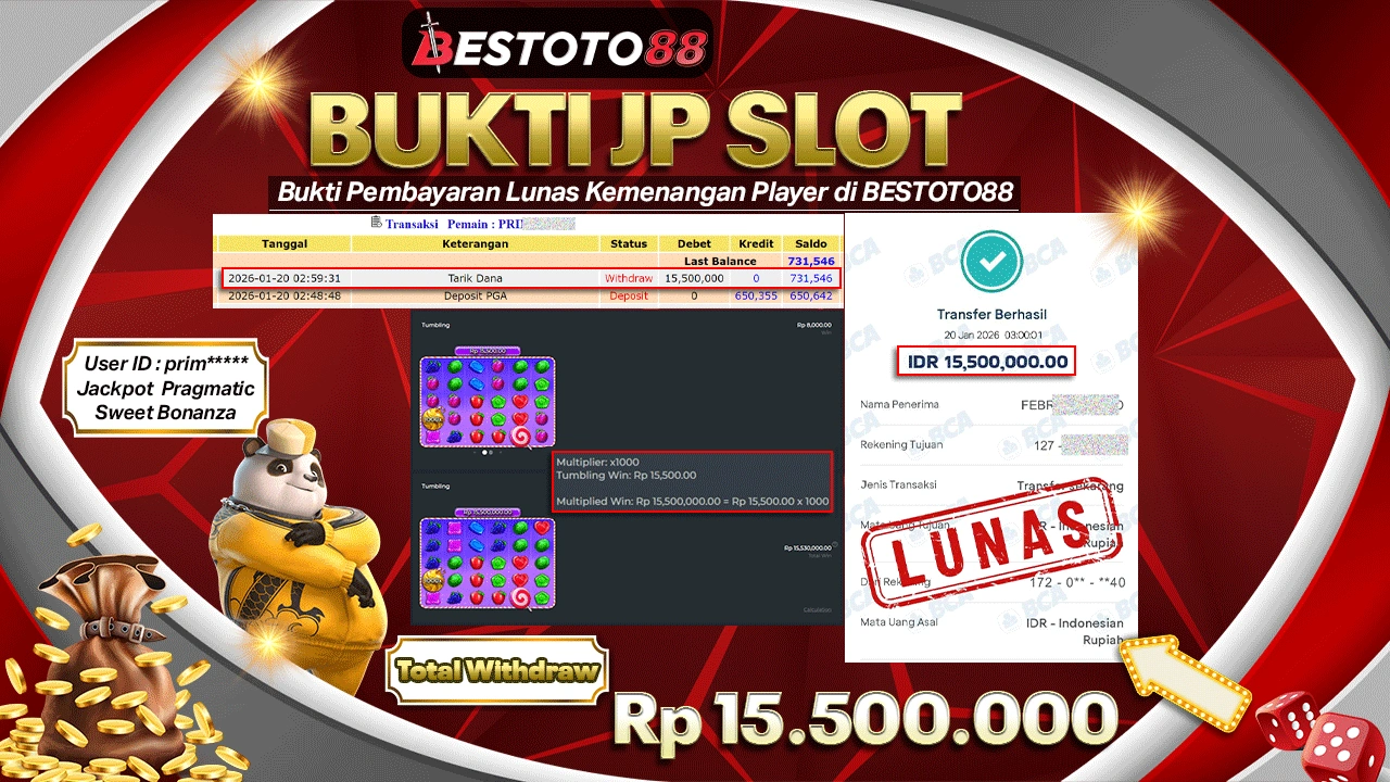 Room Malam Sweet Bonanza 1000 Bestoto88 Panas, Prim**** Tarik Rp 15,5 Juta Tanpa Drama