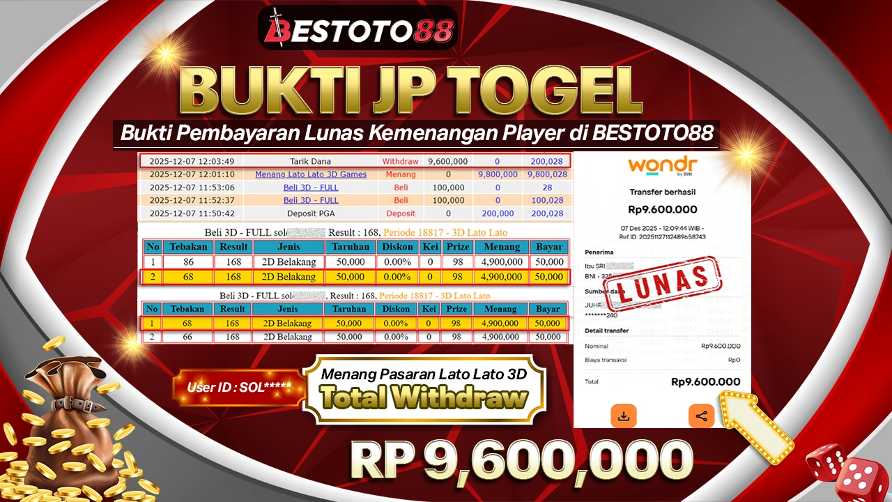 Racikan Nomor Sola**** Di 3D Lato Lato Bestoto88 Jepe Rp 9,6 Juta