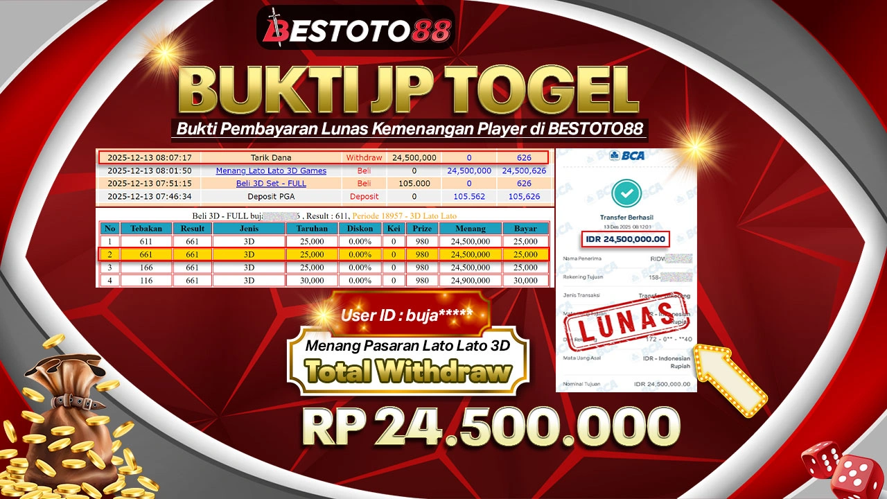 Racikan Nomor Buja**** Di 3D Lato Lato Bestoto88 Jepe Rp 24,5 Juta
