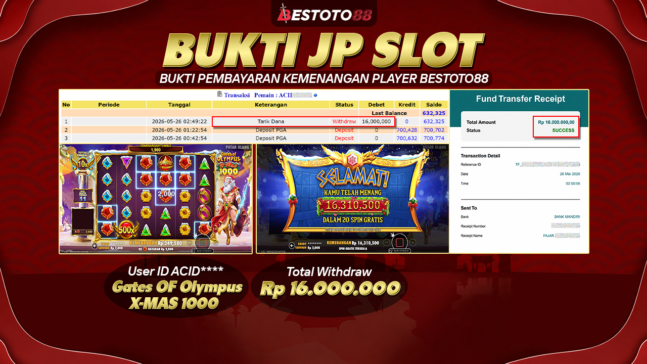 Tanpa Buy Spin Pun, Gates Of Olympus Xmas X1000 Bestoto88 Kasih Acid**** Win Bersih Rp 16 Juta