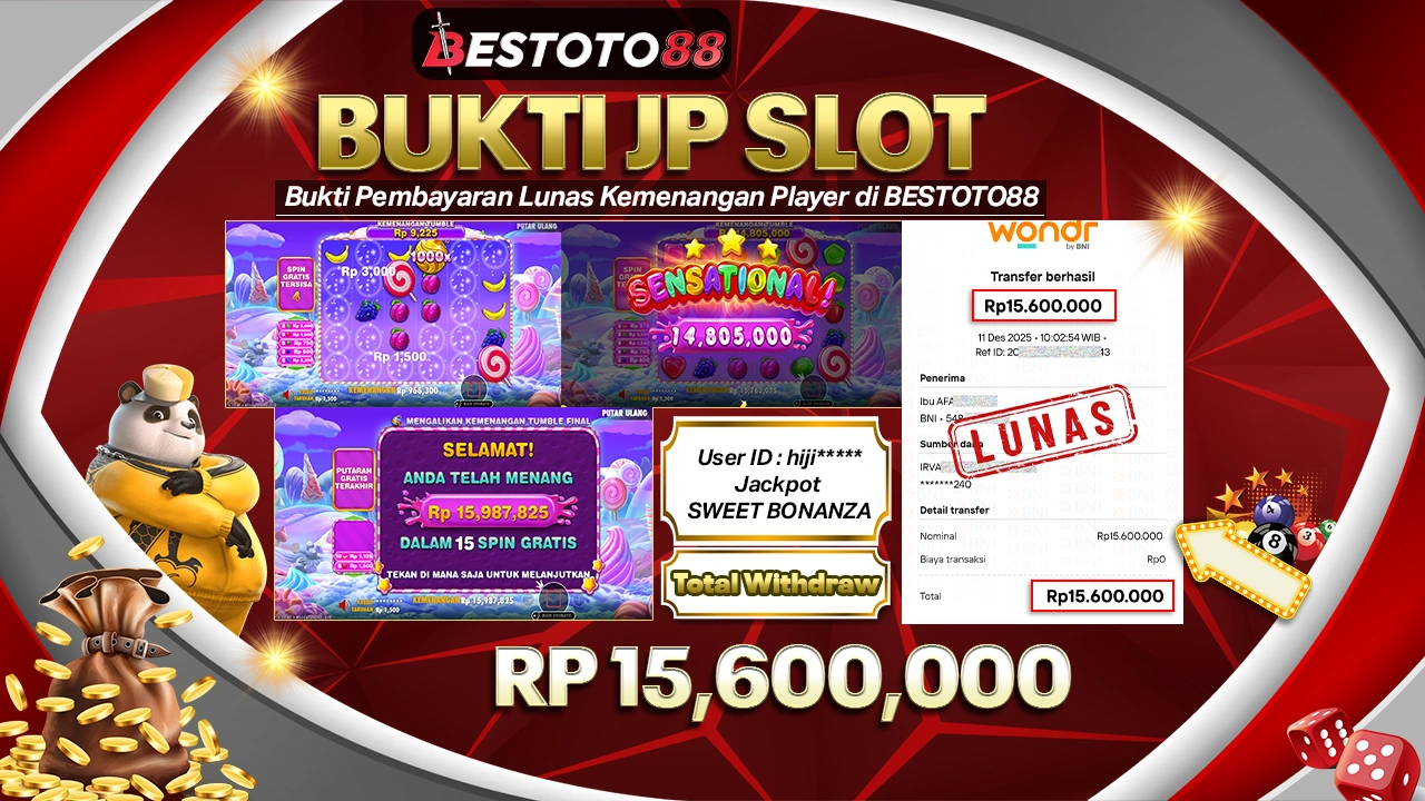 Room Malam Sweet Bonanza Bestoto88 Panas, Hiji**** Tarik Rp 15,6 Juta Tanpa Drama